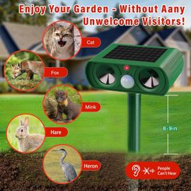 Repulsif Chat Exterieur Solaire, Répulsif Chat Ultrason, Repousse Efficacement Les Chats, Les Oiseaux, Les Renards, Les Ratons Laveurs, Les Lapins Et Les Rongeurs.