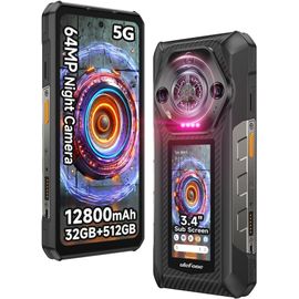 Ulefone Armor 30 Pro Incassable 5G Double Écran 32 Go + 512 Go 6.95" 12800mAh 66W 50MP+64MP+32MP Android 14 WiFi 6E/NFC Noir
