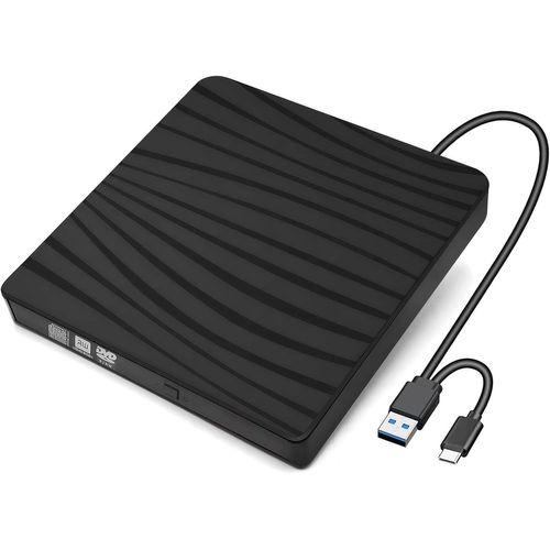 Lecteur CD/DVD Externe, USB 3.0 Type-c Graveur Enregistreur Portable RW/ROM Mince Transmission Rapide pour Windows 11/10/8/7/XP/Vista/Mac OS