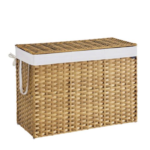 Panier de Rangement, Corbeille Linge Sale 200 L avec Couvercle, pour Couvertures, Vêtements, Salon, Chambre, Buanderie, Couleur Boisée