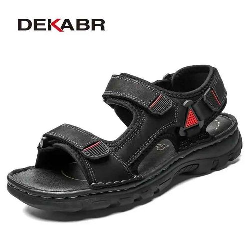 Dekabr 48 Hommes Sandales En Cuir Véritableté Chaussures Hommes Décontractées Vacances Chaussures De Plage Mode En Plein Air Baskets Antidérapantes