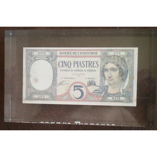 Indochine 5 Piastres 1927 À 1931 Coulé Dans Un Bloc Par Banque Indosuez En 1994