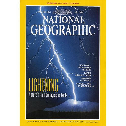 National Geographic Vol.184 N°1 July 1993 Lightning: Nature'S High-Voltage Spectacle/ Northern California/ New Zoos/ Siberia'S Tigers/ Cyprus: A Time Of Reckoning