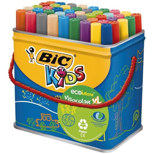 Bic Baril De 48 Feutres Kids Visacolor Xl Pointe Large Bloquée 18 Couleurs Assorties