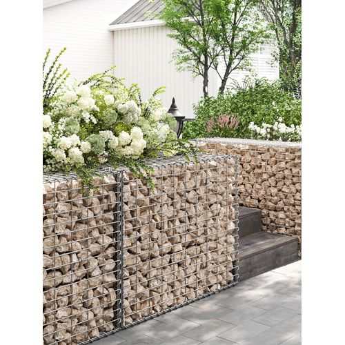 Gabion Pour Pierre, Cage En Métal, Panier À Pierre, Maille 5 X 10 Cm, Galvanisé, Mur, Paterre, Décoration De Jardin, 100 X 80 X 30 Cm, Lot De 4, Argent