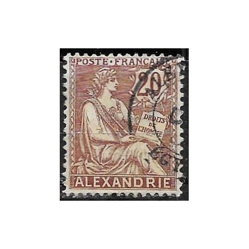 Egypte, Bureau Commercial Français D'Alexandrie 1902 / 1903, Beau Timbre Yvert 26, Type Mouchon 20c. Brun Rouge, Oblitéré, Tbe.