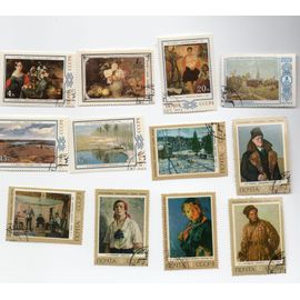 Russie- Lot De 12 Timbres Oblitérés- Tableaux Divers