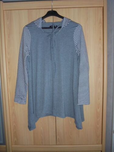 Tunique Neuve Taille 46-48 Gris Rayures Capuche