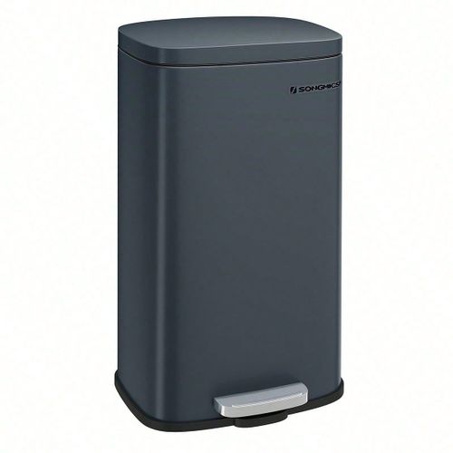 Poubelle de cuisine, 30l, Seau Interne en plastique, Couvercle à charnière, Gris Anthracite