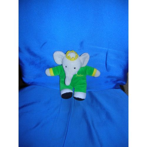 peluche doudou éléphant babar grelot lansay 20 cm.