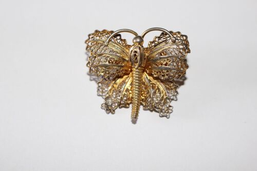 Broche Papillon Métal Ajouré Finition Doré