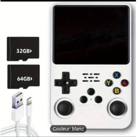 Console De Jeu Portable R36s Rétro Avec Carte Tf 32+64 Go, Écran Ips 8.89 Cm, Système Linux, Rechargeable Usb, Blanc/Rouge/Bleu - Design Nostalgique Pour Joueurs Nomades, Écran Haute Qualité, Compact