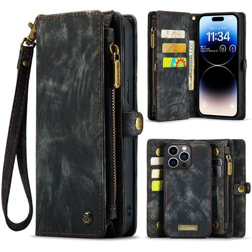iPhone 15 Pro Max | Étui Portefeuille CaseMe avec Coque Détachable (Noir)