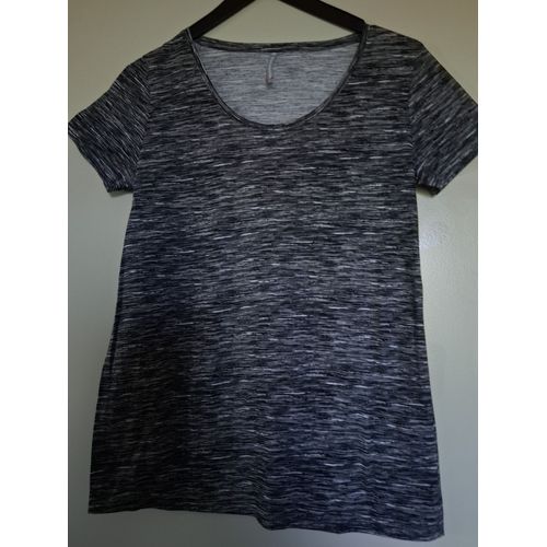 T-Shirt Rayé Noir Et Gris "T- 38-40" Blanche Porte