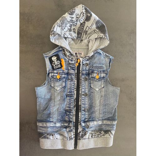 Veste Zippée Jean’S Avec Capuche Et Sans Manche Desigual 5/6 Ans