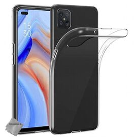 Housse Etui Coque Silicone Gel Fine Oppo Reno 4 Z 5g + Verre Trempe -Transparent Tpu