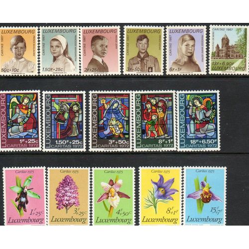 Luxembourg Timbres Enfants ,Vitraux , Flore