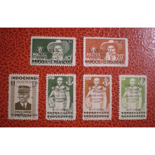 Lot De 6 Timbres Neufs - Vietnam Du Nord - Viet-Nam - Timbres D'Indochine Surchargés - Année 1945
