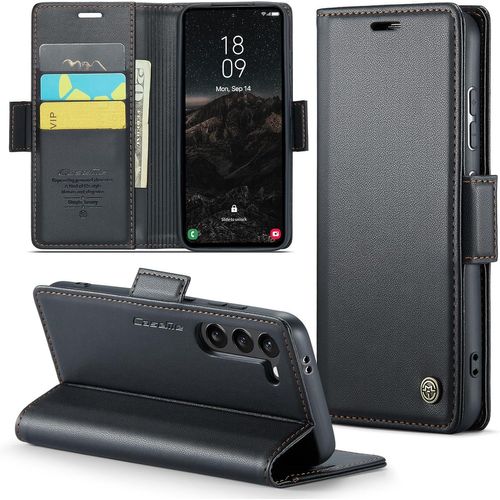 ERYI-Coque Pour Samsung Galaxy S25 Étui Portefeuille Cover En Cuir Pu Wallet Avec Cartes Magnétique Et Rfid Protection Antivol Folio Housse Samsung S25 Case, Noir