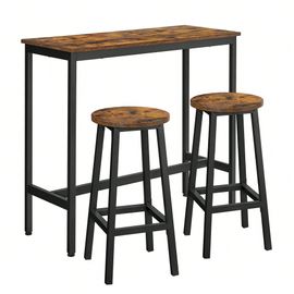 Ensemble De Table Et Tabourets Hauts, Pour Salle À Manger, Style Industriel, Marron Rustique Et Noir