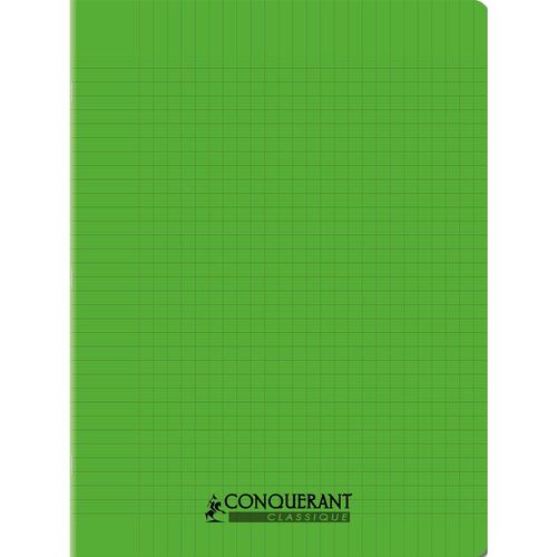 Conquérant Cahier Conquérant Polypro Agrafé 24x32 Cm 60p 90g Grands Carreaux Vert