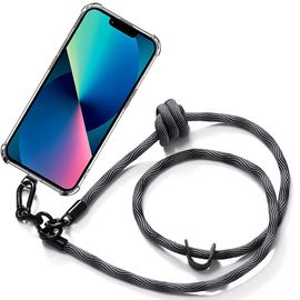 Coque Lanière Pour Iphone 13 Antichoc Anti-Rayures Avec Lanière Détachable Gris - E.F.Connection