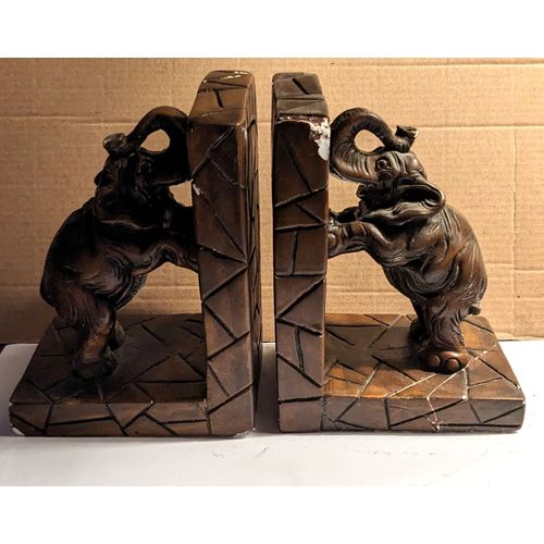 Serre livres en plâtre Eléphant vintage