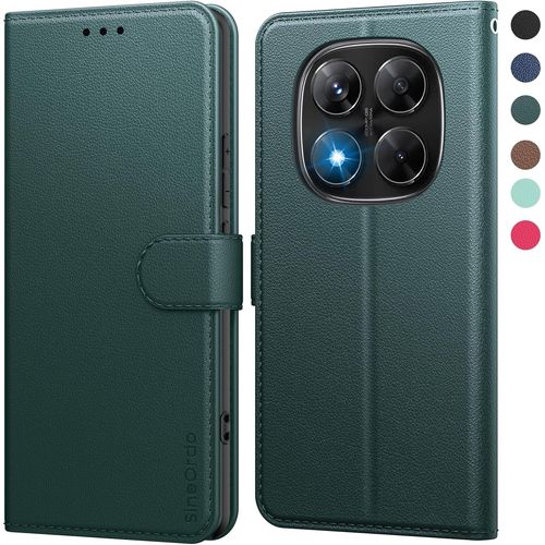 Coque Pour Xiaomi Redmi Note 14 Pro 5g/Note 14 Pro+ 5g/Poco X7 5g Coques,Étui Redmi Note 14 Pro 5g/Note 14 Pro Plus/Poco X7 Housse Clapet Protection Pochette Antichoc-Vert Foncé