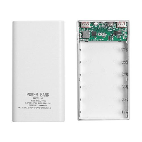 18650 Batterie Power Bank Box 5v 2.1a Lcd Display 20000mah Power Board Pour 6x18650 Batterie Diy Powerbank Case (Blanc)