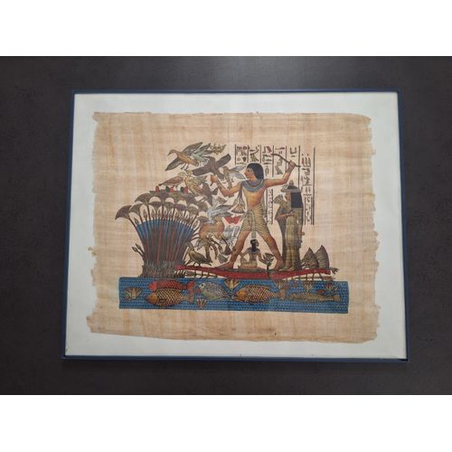 Papyrus Peint Sous Cadre Représentant Nebamon Chassant Les Oiseaux - Déco Égypte