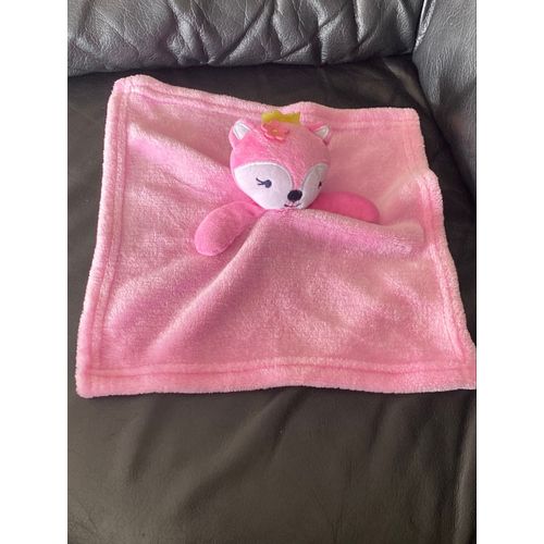 Doudou plat rose renard couronne fleur NINGBO HONG LING 26*26cm