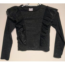 T-Shirt Manches Longues Noir Brillant Zara - T 9 Ans