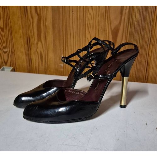 Escarpins Noir Vernis Charles Jourdan À Talons Interchangeables Taille 36 Collection Capsule