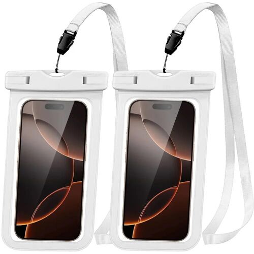 Pochette Étanche pour Samsung Galaxy S25 Edge S25+ S25 S24 Ultra S24 FE S23 FE S22 S21 S10, Protection IPX8 - Blanc - Lot de 2 - E.F.Connection
