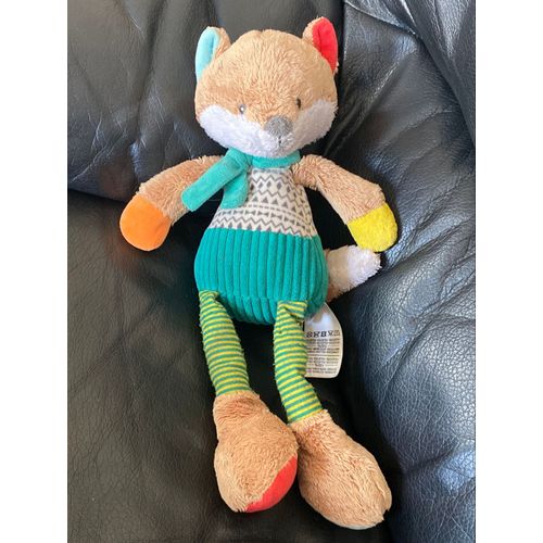 PELUCHE RENARD MOTS ENFANTS SIPLEC ÉCHARPE VERTE 30 CM