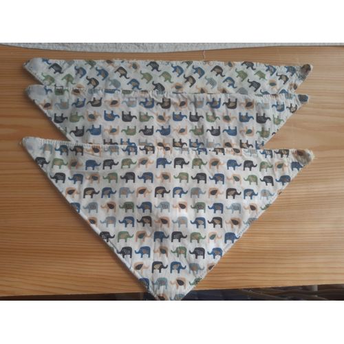 3 Bavoirs Triangulaire, Décors Éléphants
