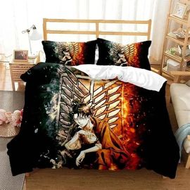 Housse De Couette Attack On Titan, Ensemble De Literie Dessin Anime Pour Adultes, Garcon S Et Filles, Decoration De Chambre, Cadeau Pour Enfants, Simple, Double, King Size