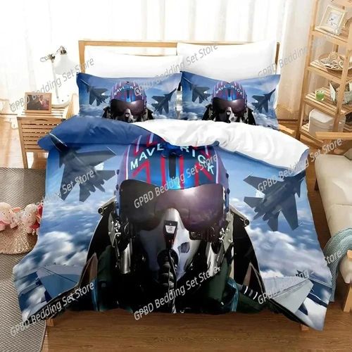 Parure De Lit Top Gun Maverick Avec Housse De Couette Et Taie D'oreiller, Impression 3d, Pour Garcon S Et Adultes