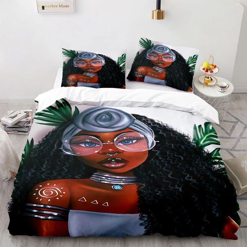 Housse De Couette American Black Girl, Taie D'oreiller Magique Black Girl, Ensemble De Literie Pour Garcon S Et Filles, Decoration De Chambre, Cadeau Pour Une Personne, Taille Double
