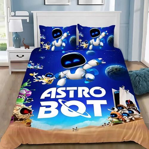 Parure De Lit Imprimee En 3d Avec Housse De Couette Et Taies D'oreiller, Motif Dessin Anime Astro Bot, Pour Fille Et Garcon , Cadeau D'anniversaire