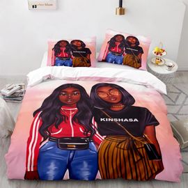 Housse De Couette American Black Girl, Taie D'oreiller Magique Black Girl, Ensemble De Literie Pour Garcon S Et Filles, Decoration De Chambre, Cadeau Pour Une Personne, Taille Double