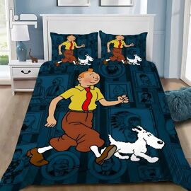 Housse De Couette + Taie D'oreiller Tintin – Les 7 Boules De Cristal – Vintage 1998
