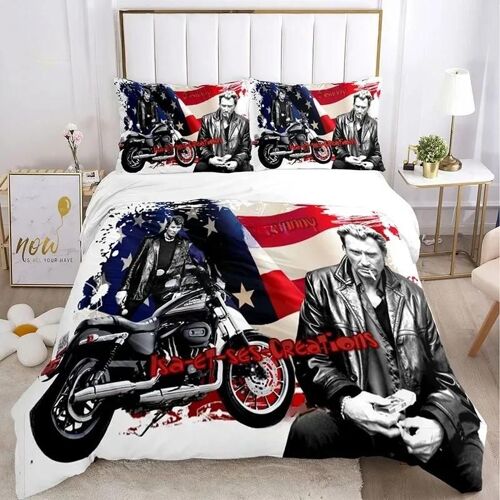 Housse De Couette Rock Johnny Hallyday Taie D'oreiller Parure De Lit Garcon Fille Chambre Decoration Enfants Cadeau Simple Double Grande Taille