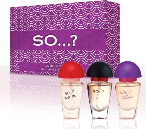 Three For Me Premium Perfume Set For Women, Kiss Me, Sinful, So...?, Long-Lasting Eau De Toilette, Mini Travel Perfume For Girls, Ladies Gift Sets (3 X 15 Ml) 