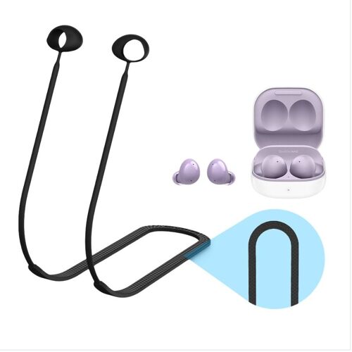 Cordon Anti-Perte en Silicone pour Écouteurs Bluetooth Samsung Galaxy Buds 2 Le noir