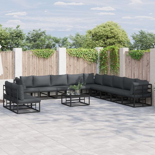 Vidaxl Ensemble De Canapé De Jardin 11 Pcs Noir 70 X 70 X 32 Cm