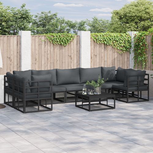 Vidaxl Ensemble De Canapé De Jardin 7 Pcs Noir Aluminium