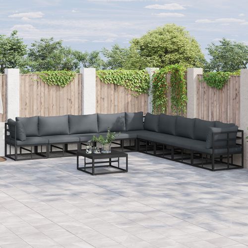 Vidaxl Ensemble De Canapé De Jardin 9 Pcs Noir 353 X 353 X 71 Cm
