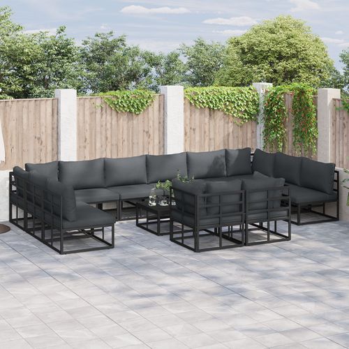 Vidaxl Ensemble De Canapé De Jardin 12 Pcs Noir 423 X 211,5 X 71 Cm
