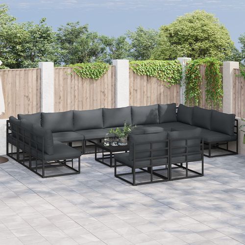 Vidaxl Ensemble De Canapé De Jardin 12 Pcs Noir 423 X 211,5 X 71 Cm